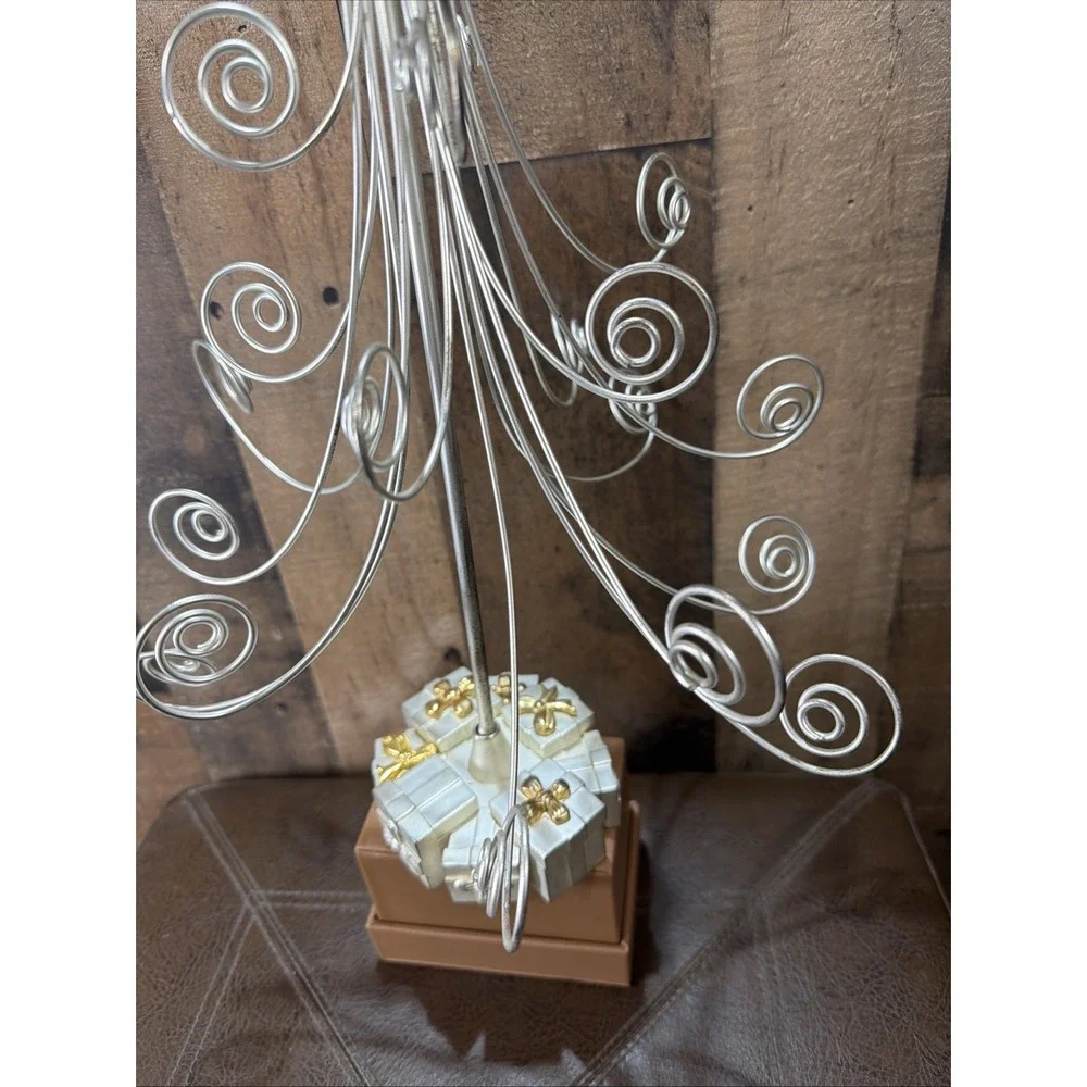 Godinger Silver Art Co Tabletop Wire Christmas Tree Ornament Display Stand Vtg